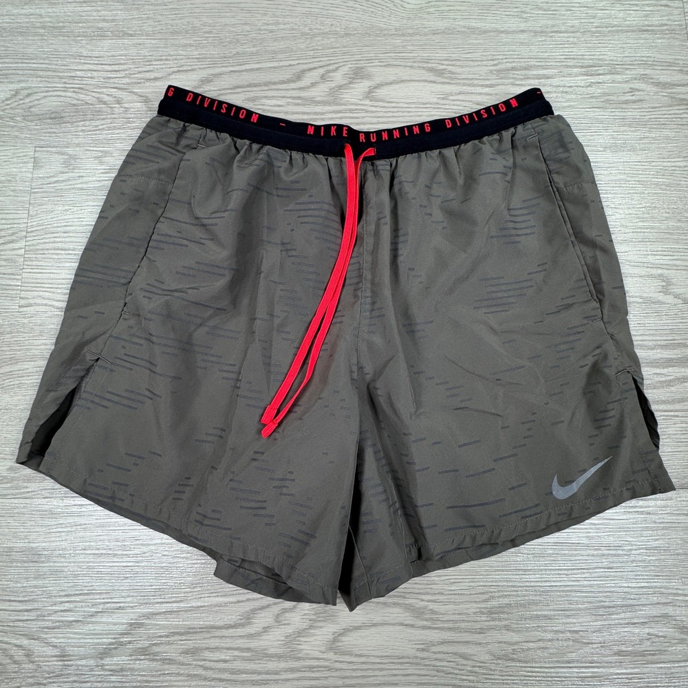 Nike Mens Running Shorts Running Division Grayish Brown Small Zipper Pocket
